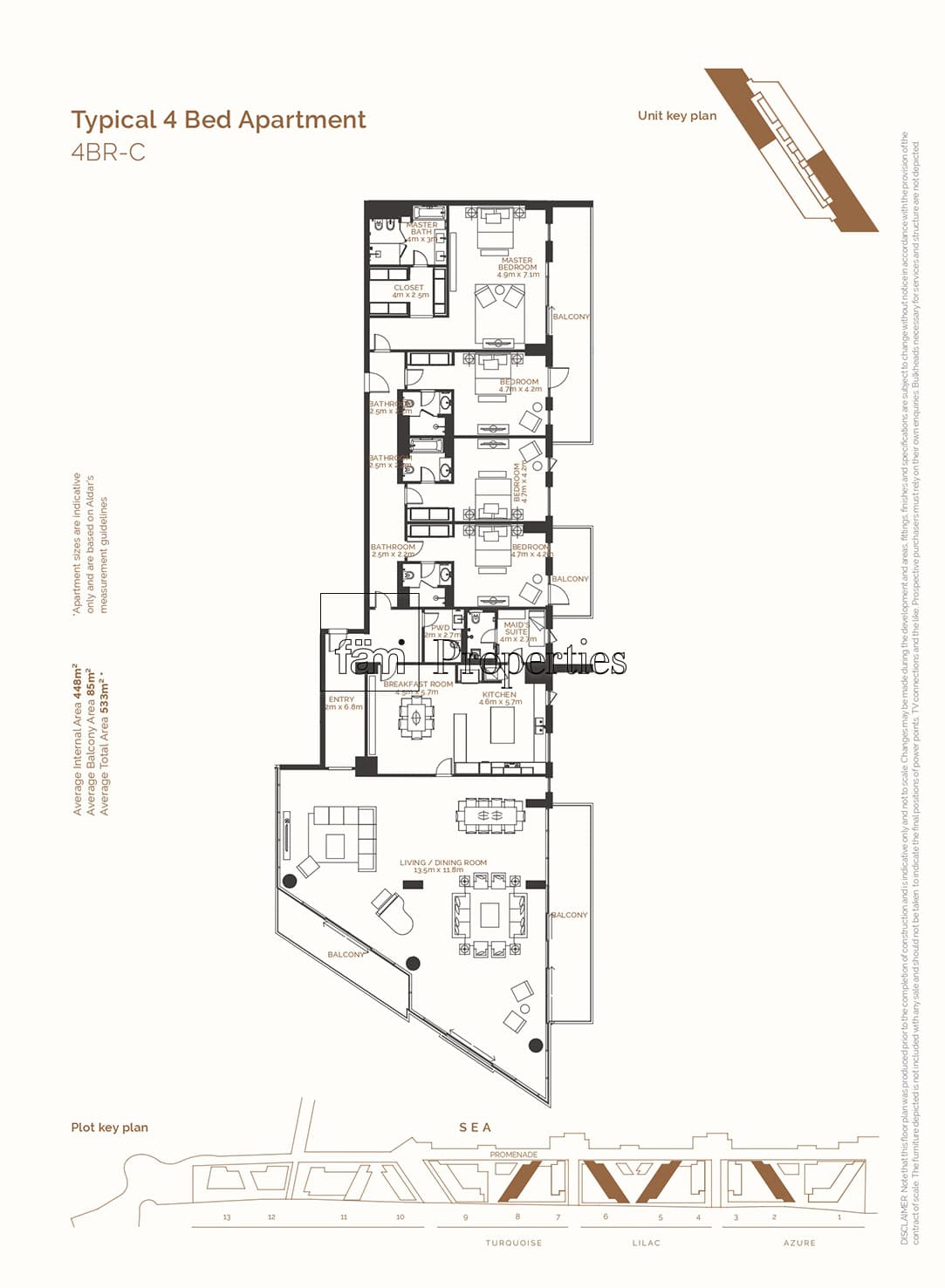Mamsha Al Saadiyat, 4-Bed Floor Plan, type: 4 Bedroom