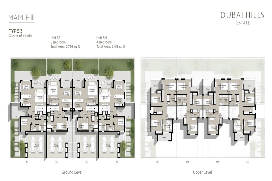 Maple 3, 5-Bed Floor Plan, type: Unit 3E - Type 3 Cluster of 4 Units