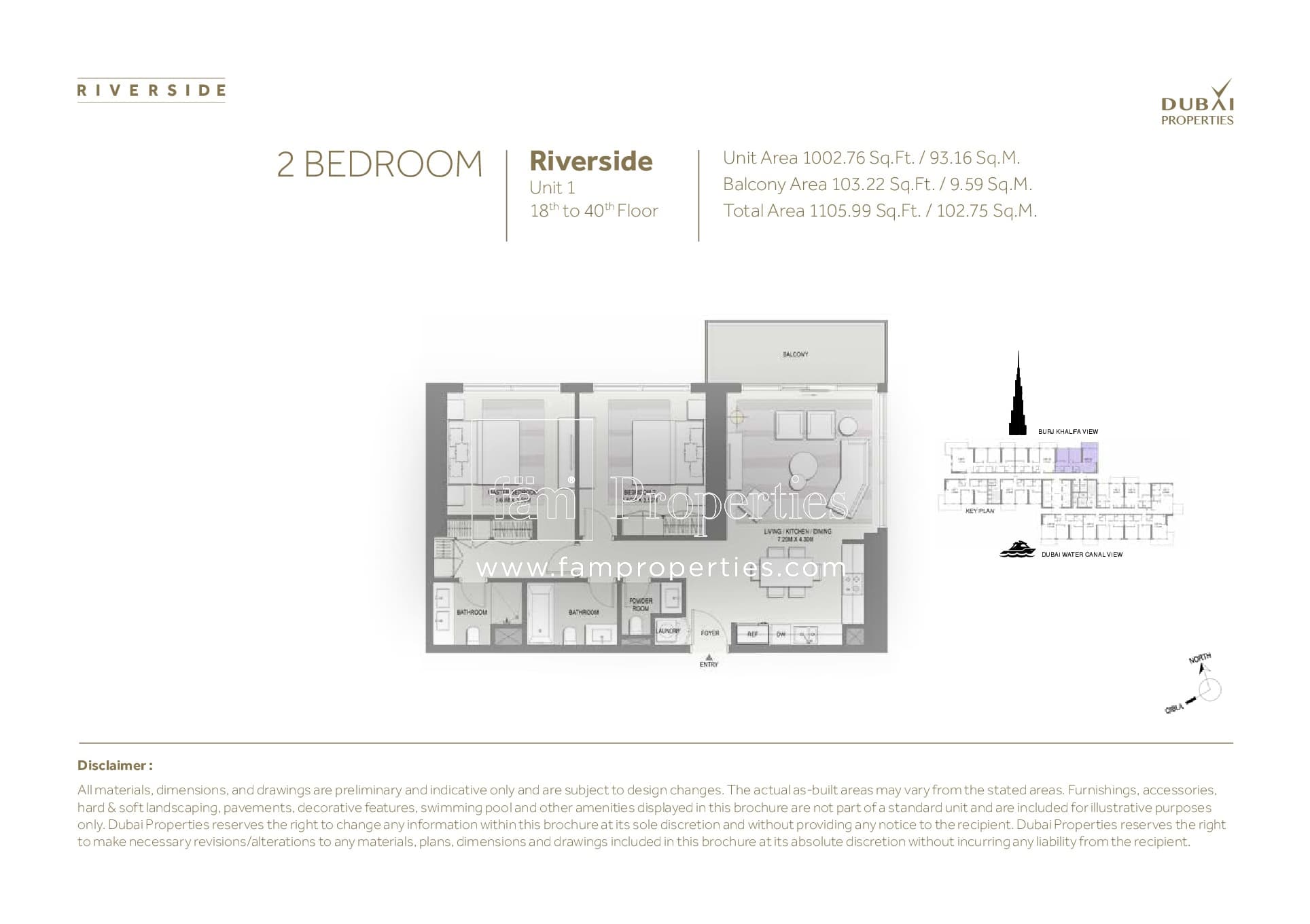 Marasi Riverside, 2-Bed Floor Plan, type: 2 Bedroom