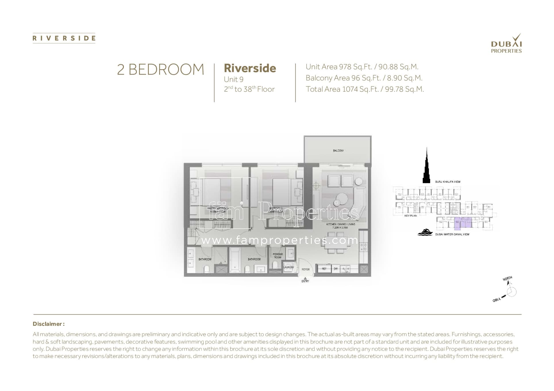 Marasi Riverside, 2-Bed Floor Plan, type: 2 Bedroom