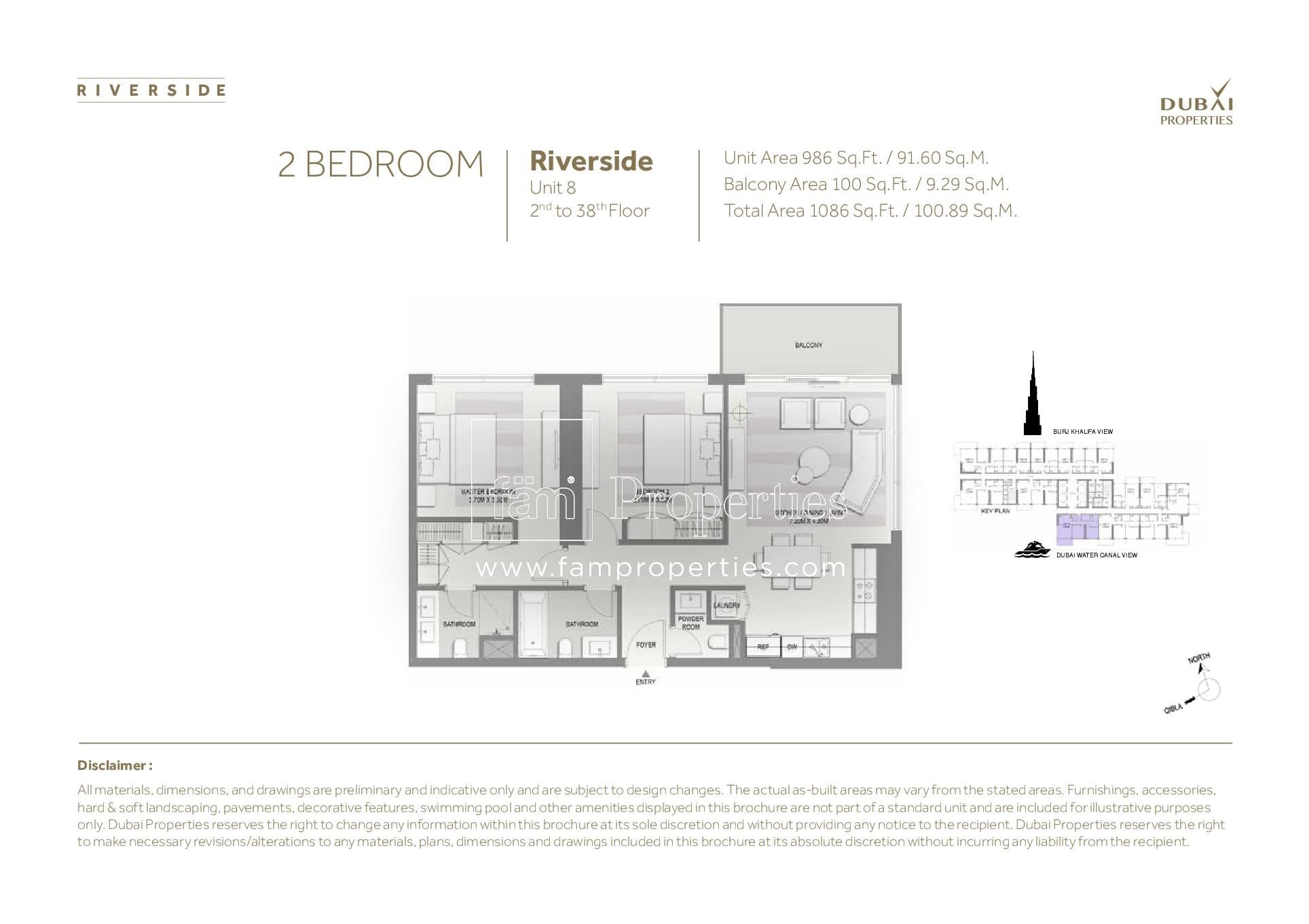 Marasi Riverside, 2-Bed Floor Plan, type: 2 Bedroom
