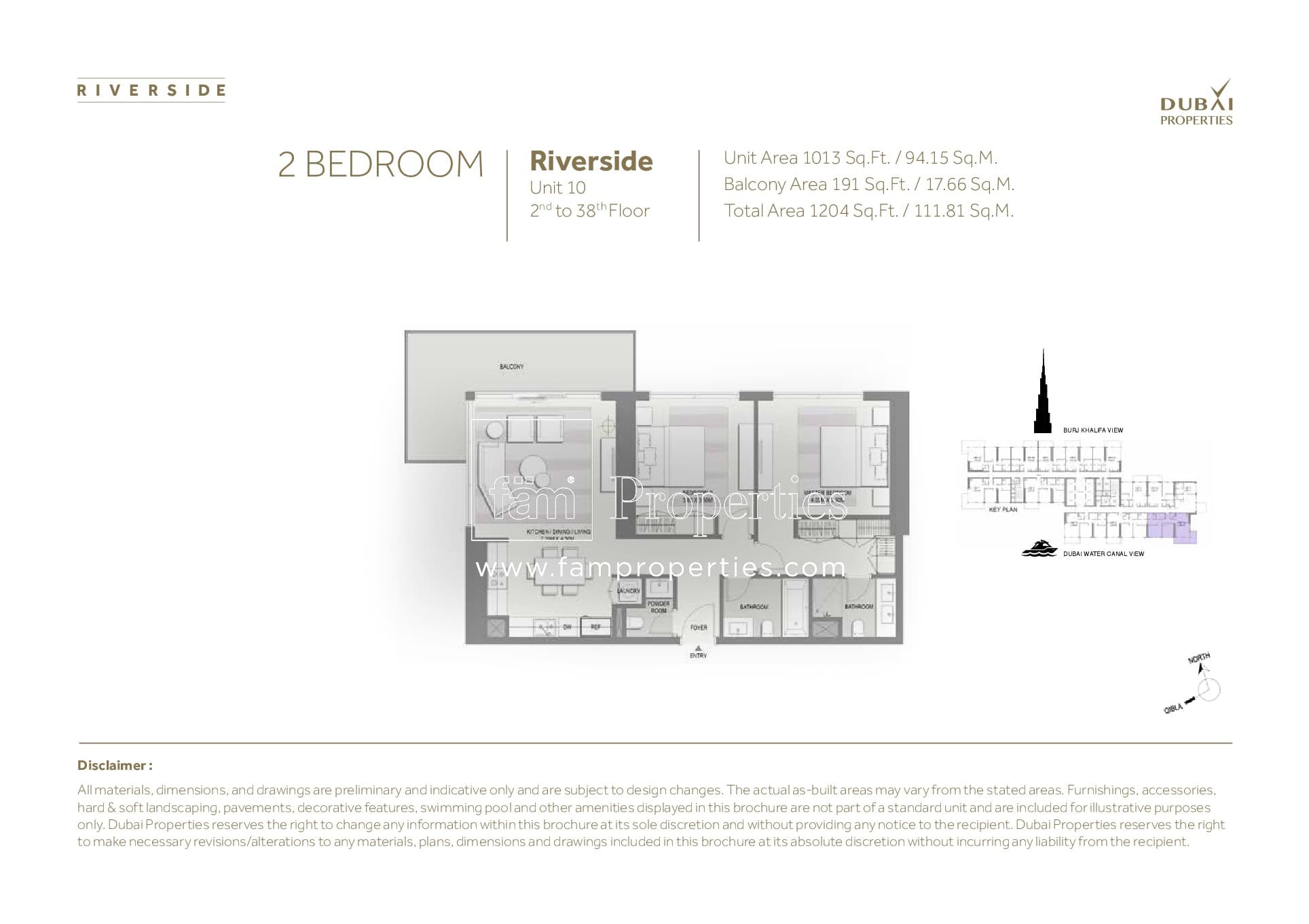 Marasi Riverside, 2-Bed Floor Plan, type: 2 Bedroom