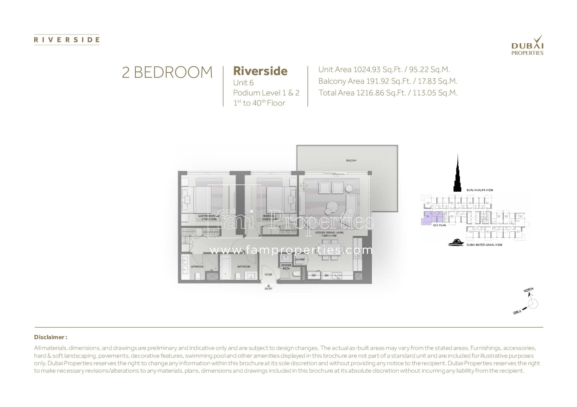 Marasi Riverside, 2-Bed Floor Plan, type: 2 Bedroom