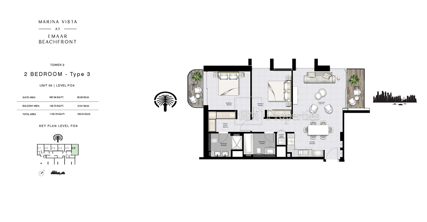 Marina Vista Tower 2, 2-Bed Floor Plan, type: