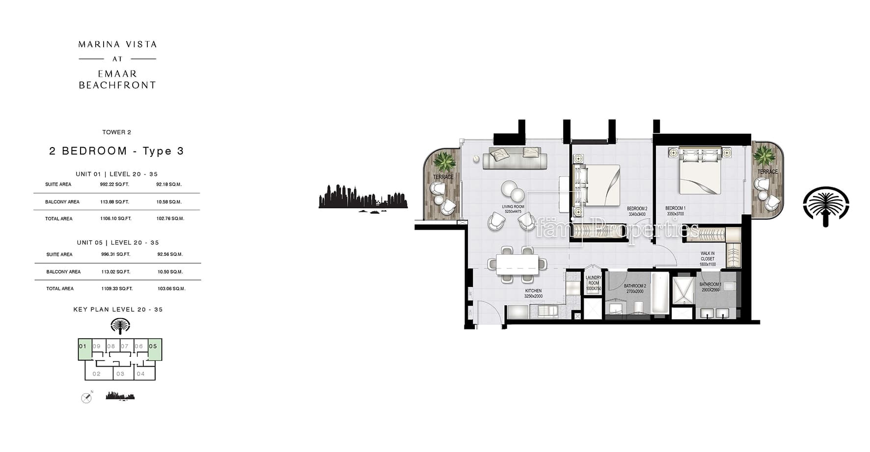 Marina Vista Tower 2, 2-Bed Floor Plan, type: