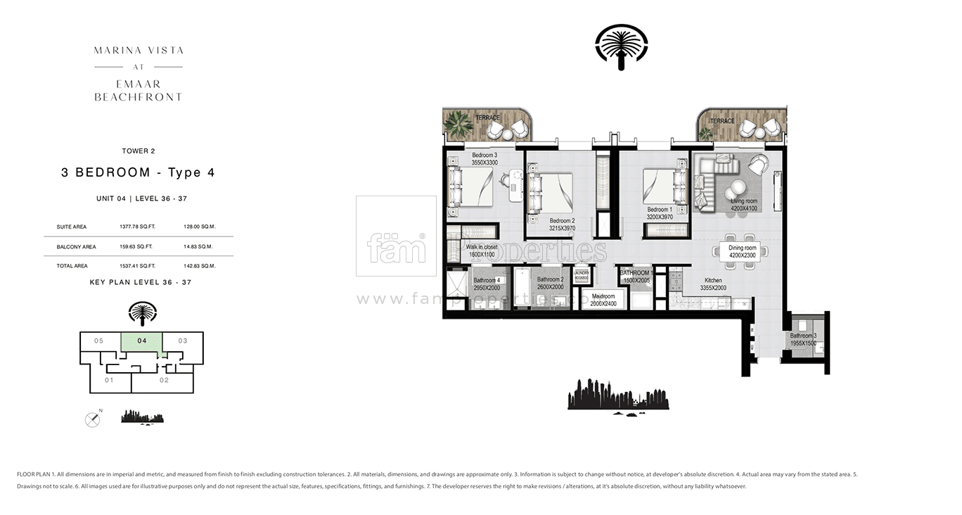 Marina Vista Tower 2, 3-Bed Floor Plan, type: