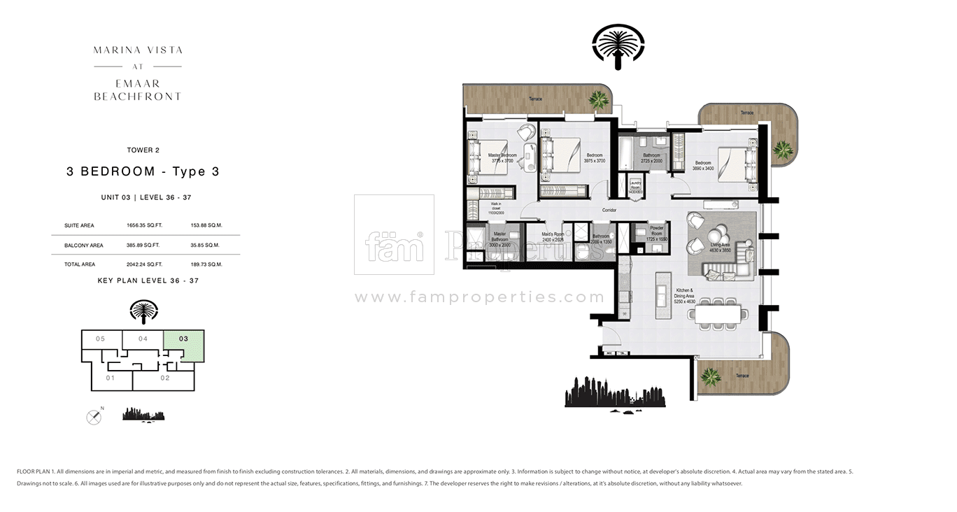 Marina Vista Tower 2, 3-Bed Floor Plan, type: