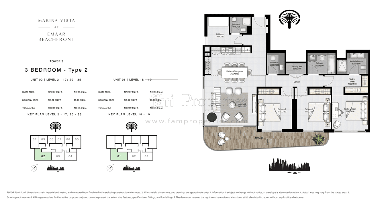 Marina Vista Tower 2, 3-Bed Floor Plan, type: