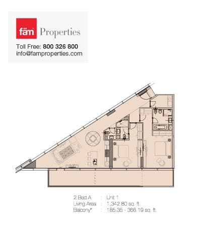 Marquise Square, 2-Bed Floor Plan, type: 2 Bed A - Unit 1