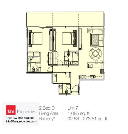 Marquise Square, 2-Bed Floor Plan, type: 2 bed D - Unit 7