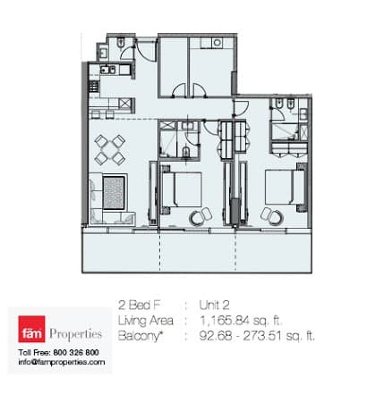 Marquise Square, 2-Bed Floor Plan, type: 2 Bed F - Unit 2