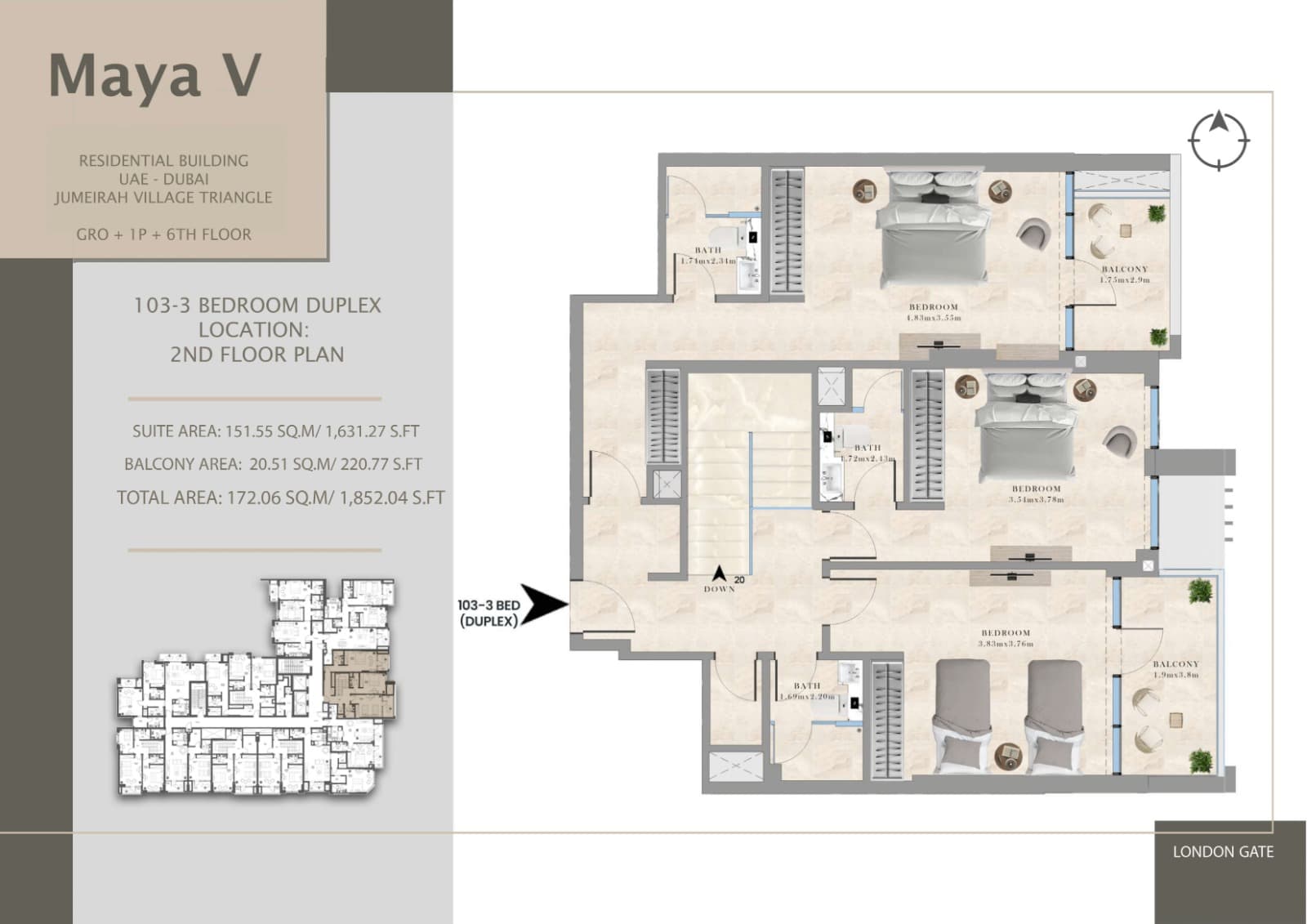 Maya V, 3-Bed Floor Plan, type: