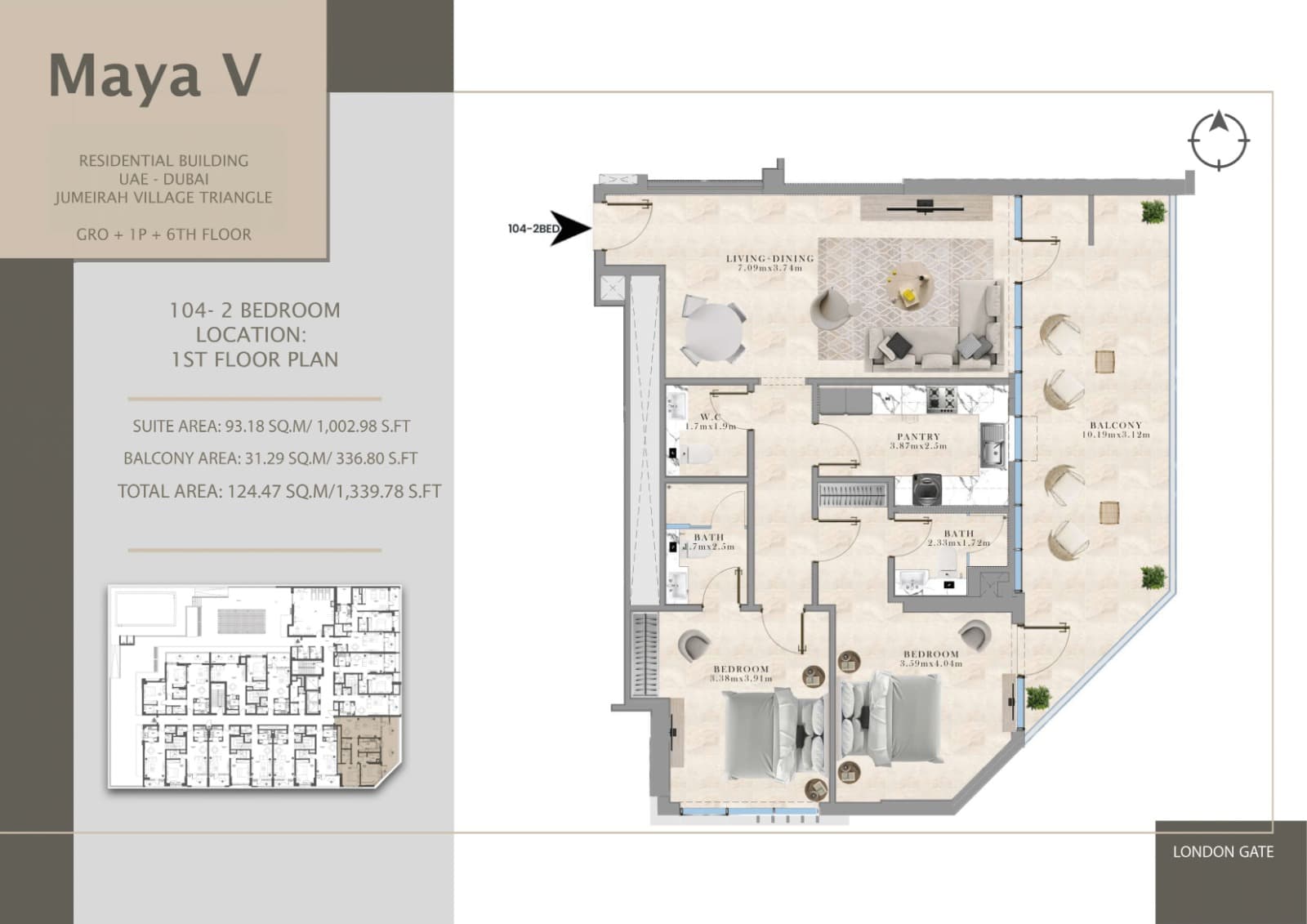 Maya V, 2-Bed Floor Plan, type: