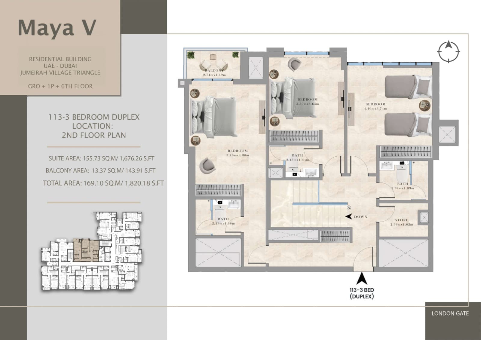 Maya V, 3-Bed Floor Plan, type:
