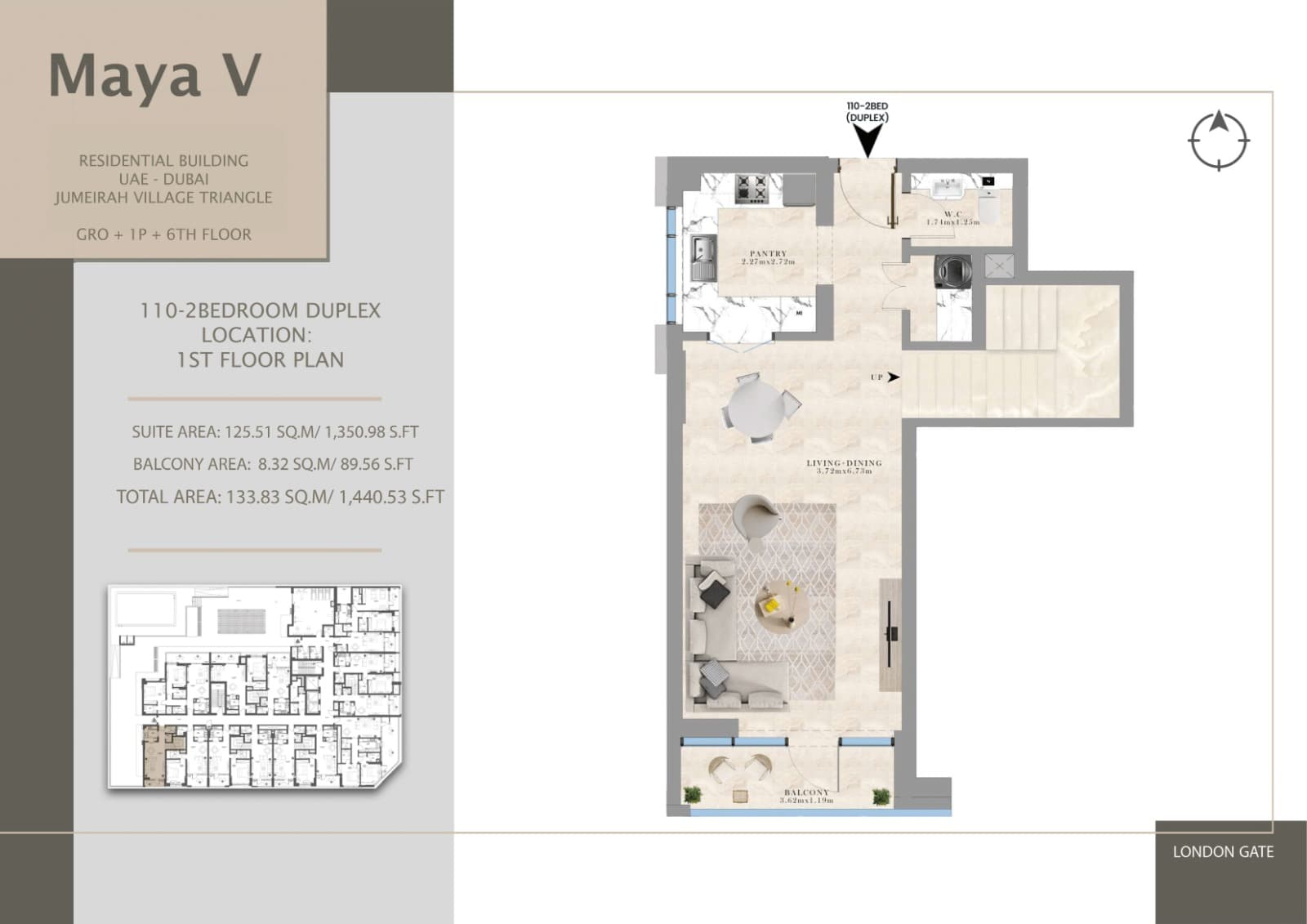 Maya V, 2-Bed Floor Plan, type: