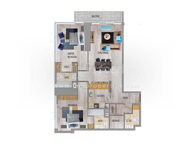 MBL Residence Tower, 2-Bed Floor Plan, type: