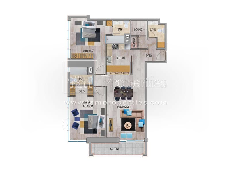 MBL Residence Tower, 2-Bed Floor Plan, type: