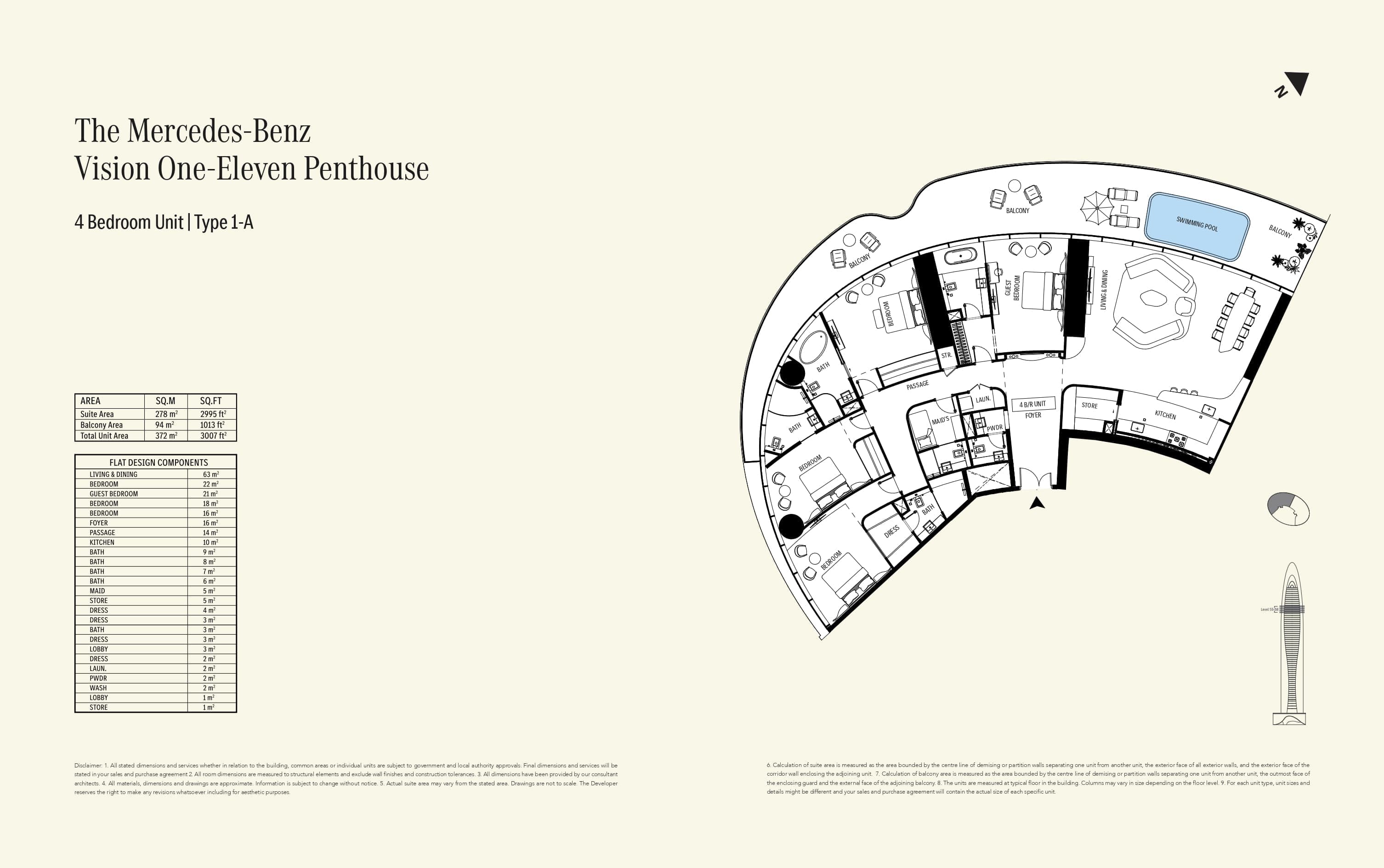 Mercedes-Benz Places, 4-Bed Floor Plan, type: Type 1-A