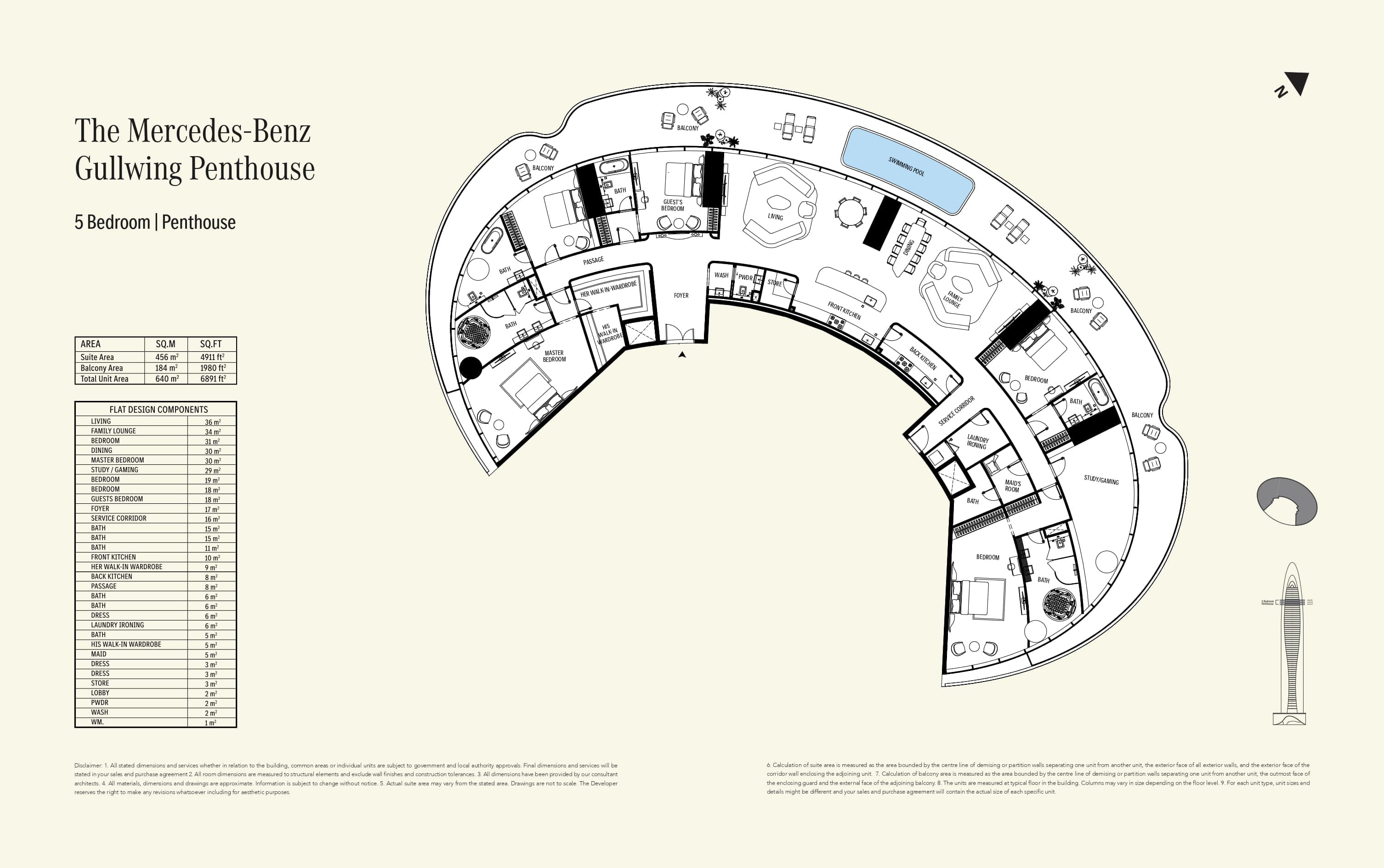 Mercedes-Benz Places, 5-Bed Floor Plan, type: Penthouse