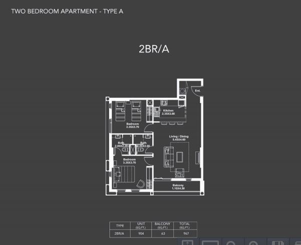 Midtown, 2-Bed Floor Plan, type: Two Bedroom Apartment - Type A