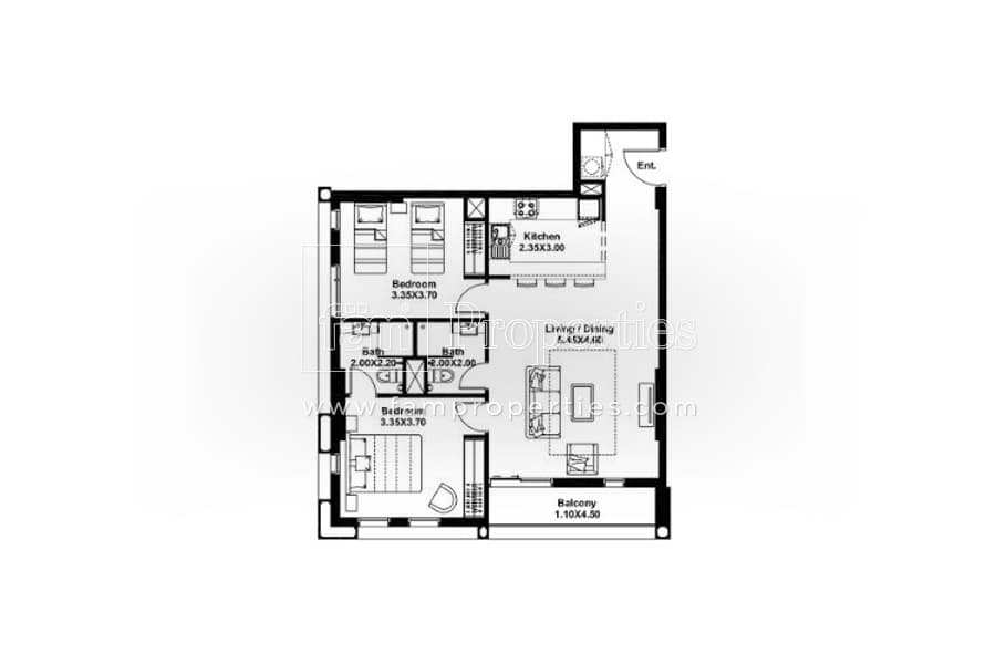 Midtown, 2-Bed Floor Plan, type: 2 Bedroom