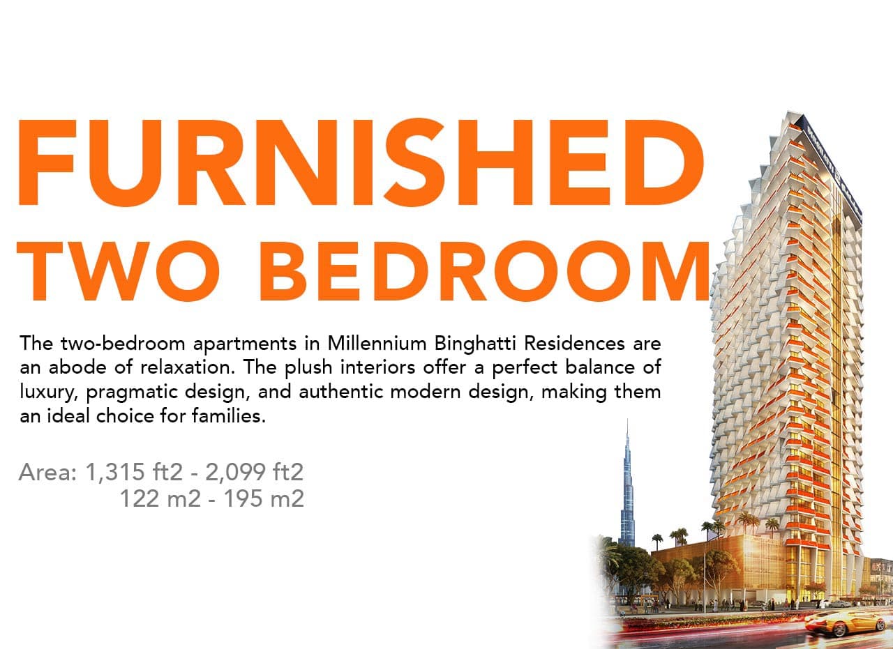 Millennium Binghatti Residences, 2-Bed Floor Plan, type: 2 Bedroom