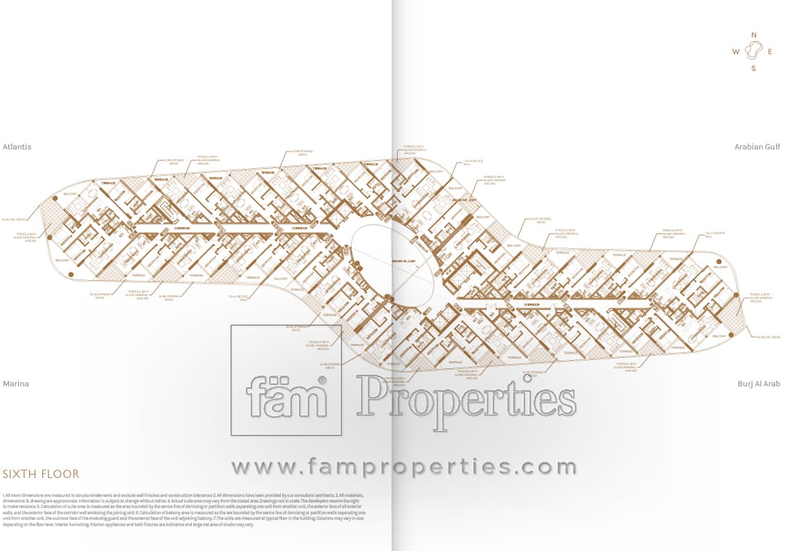 Azizi Mina, -Bed Floor Plan, type: Sixth Floor