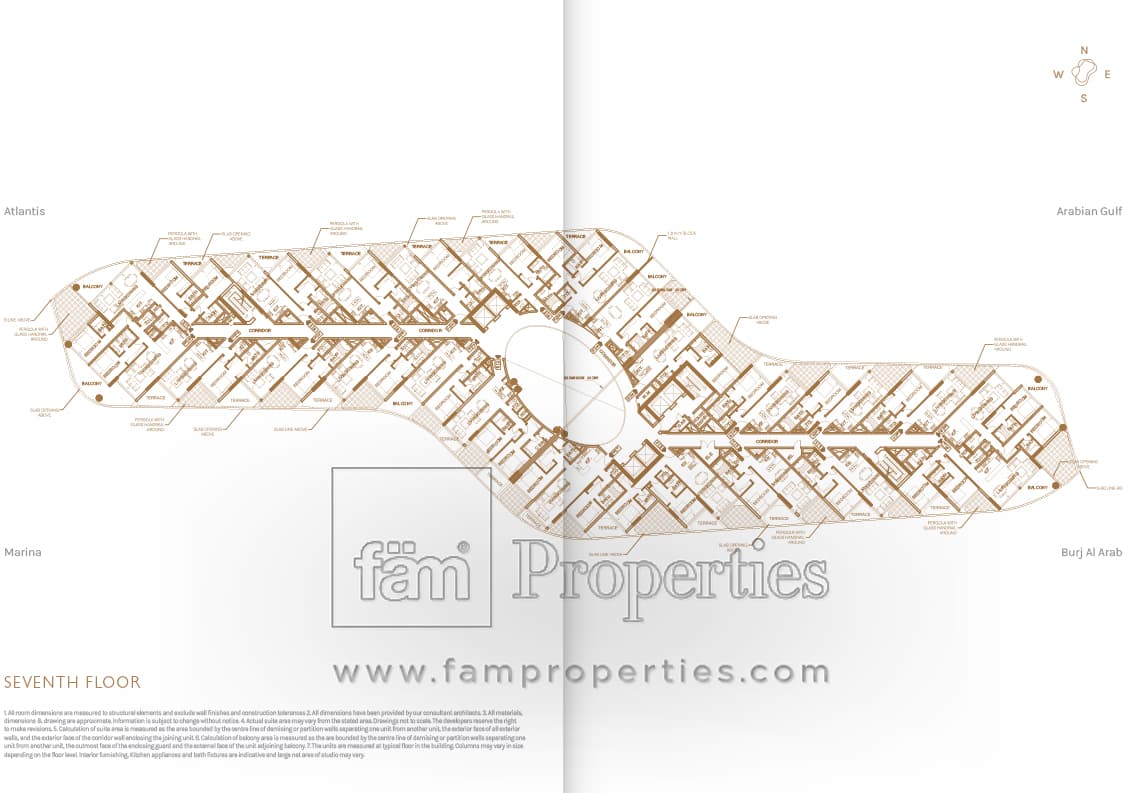 Azizi Mina, -Bed Floor Plan, type: Seventh Floor