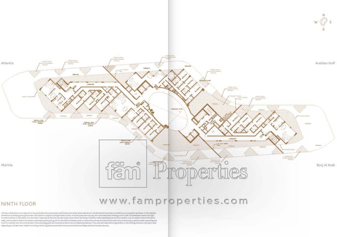 Azizi Mina, -Bed Floor Plan, type: Ninth Floor