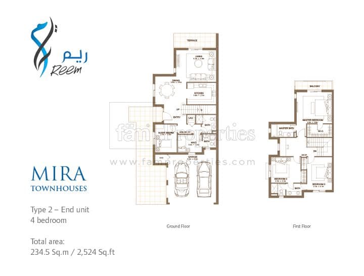 Mira 1, 4-Bed Floor Plan, type: 4 Bedroom Type 2 (End Unit)