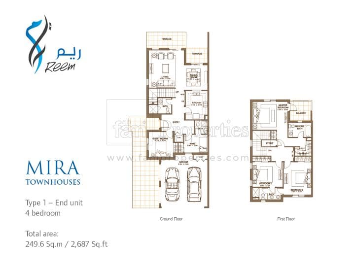 Mira 1, 4-Bed Floor Plan, type: 4 Bedroom Type 1 (End Unit)