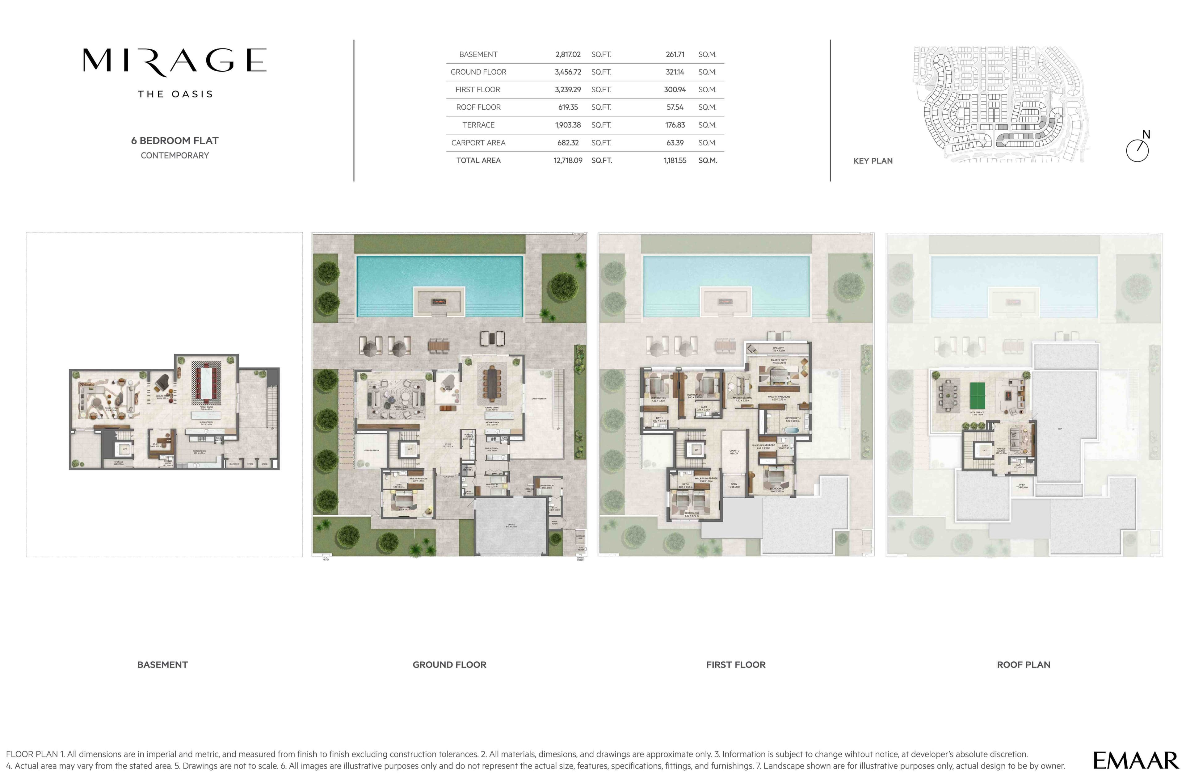 The Oasis - Mirage, 6-Bed Floor Plan, type: 6BR - Flat - Contemporary