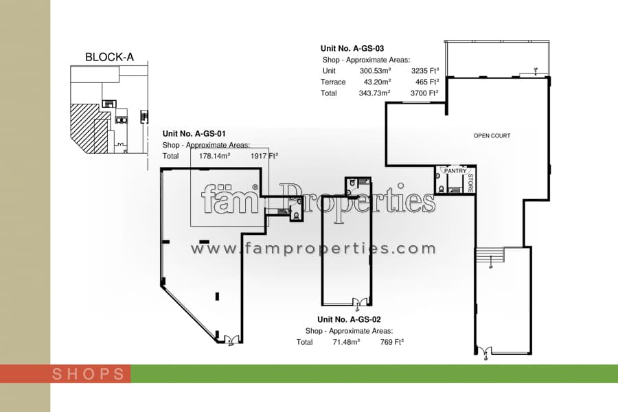 Mirdif Tulip, -Bed Floor Plan, type: Unit: A - GS (Shop)