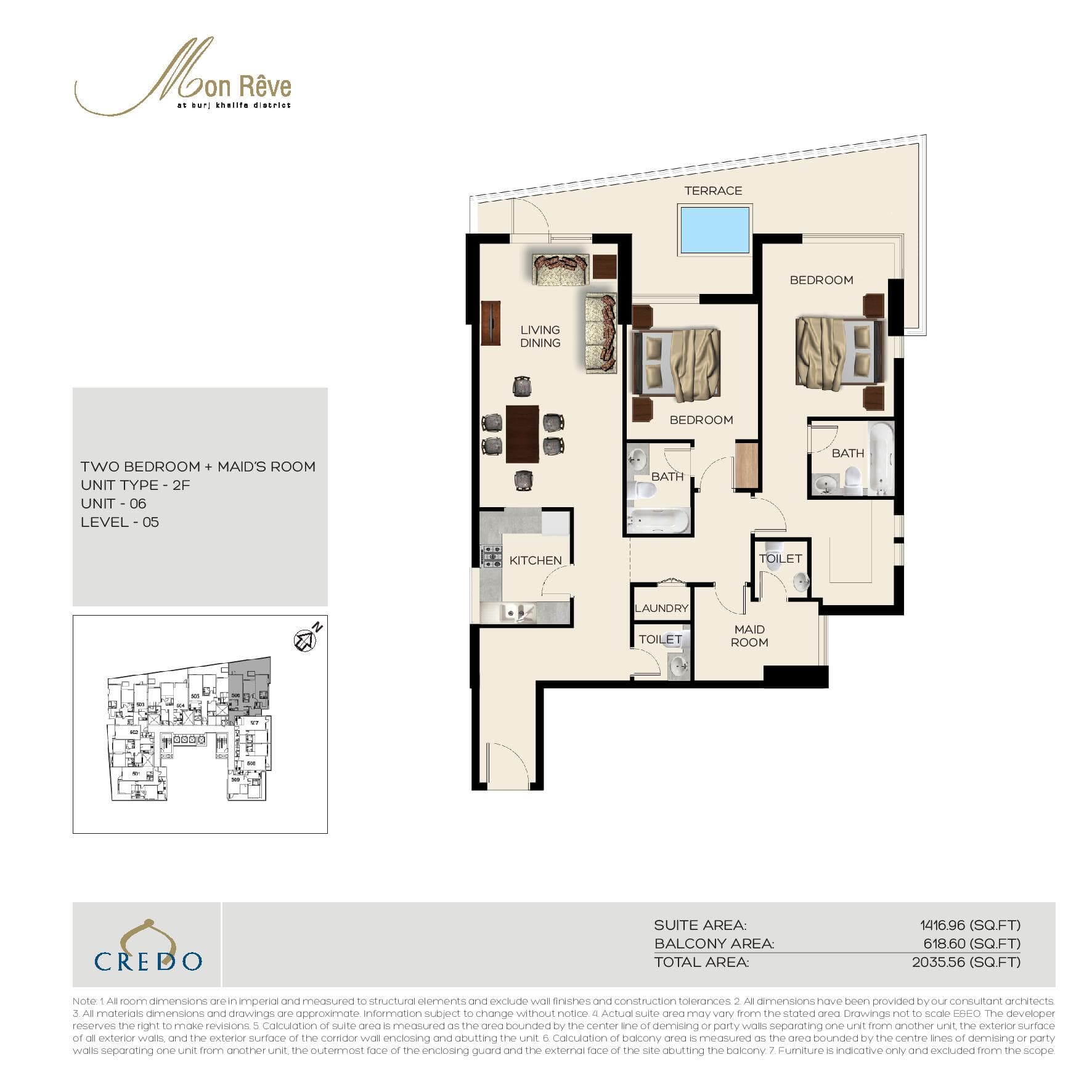 Mon Reve, 2-Bed Floor Plan, type: 2 Bedroom