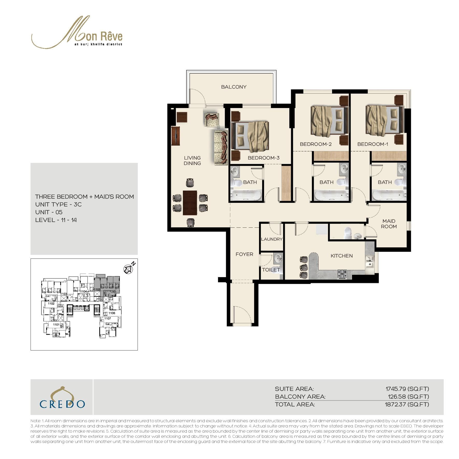 Mon Reve, 3-Bed Floor Plan, type: 3 Bedroom