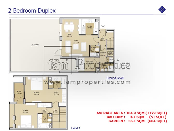 Mudon Views, 2-Bed Floor Plan, type: 2 Bedroom Duplex