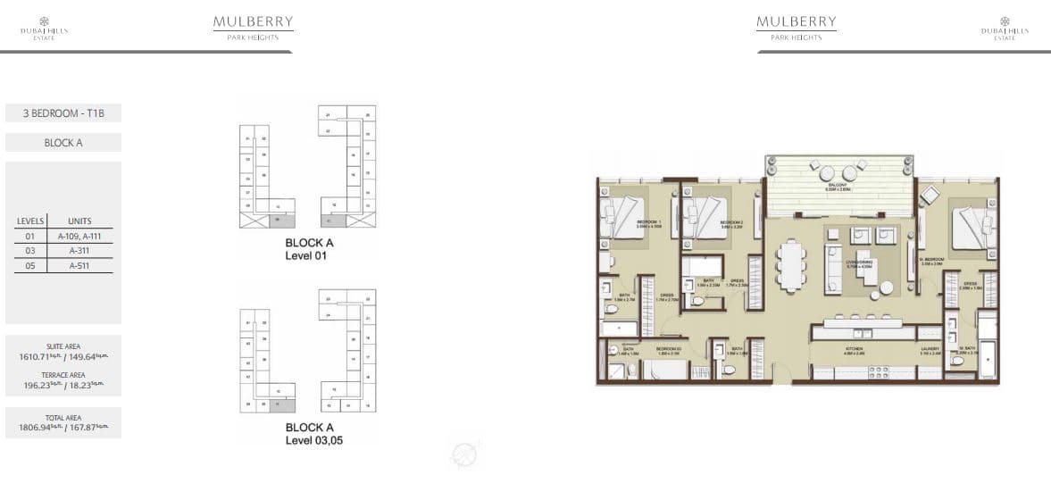 Mulberry at Park Heights, 3-Bed Floor Plan, type: 3 Bedroom