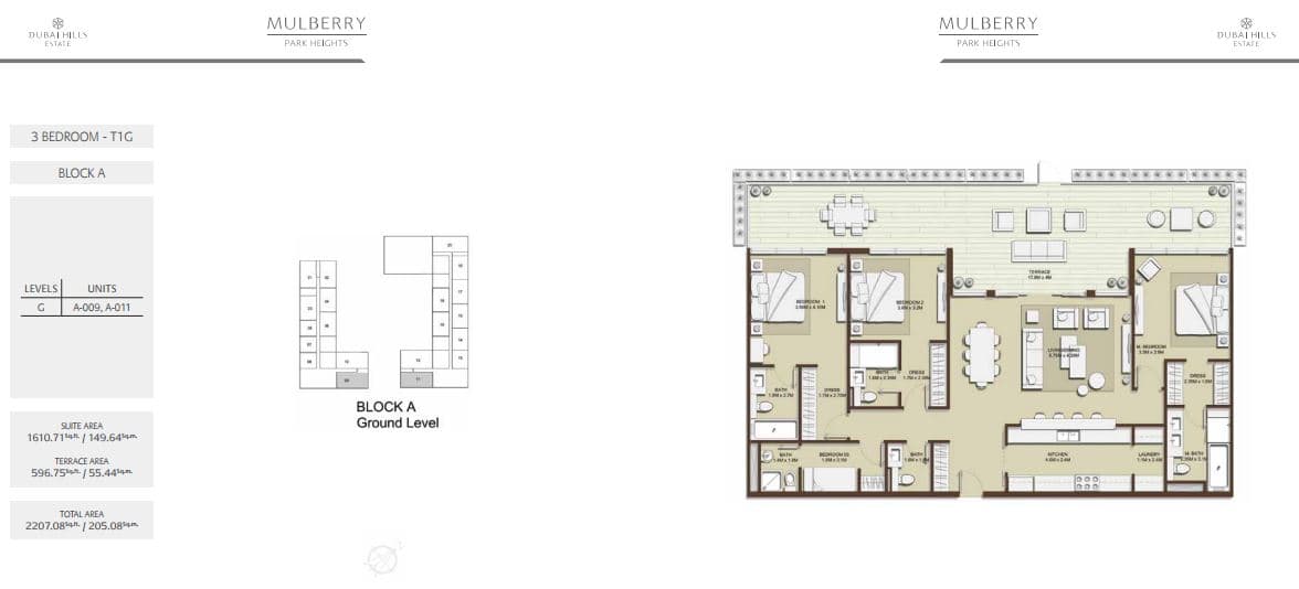Mulberry at Park Heights, 3-Bed Floor Plan, type: 3 Bedroom