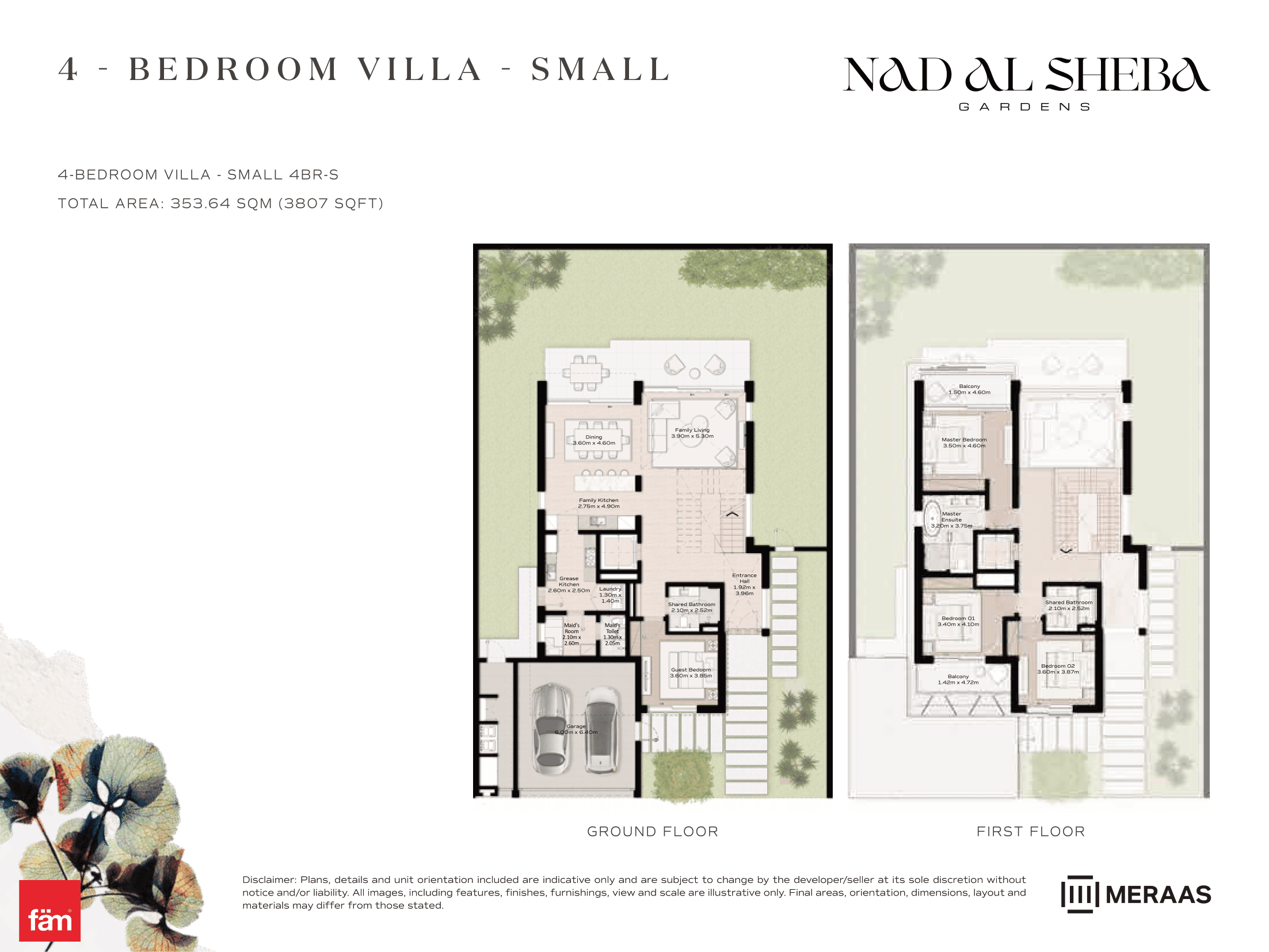 Nad Al Sheba Gardens Phase 1, 4-Bed Floor Plan, type: 4 Bed- Villa