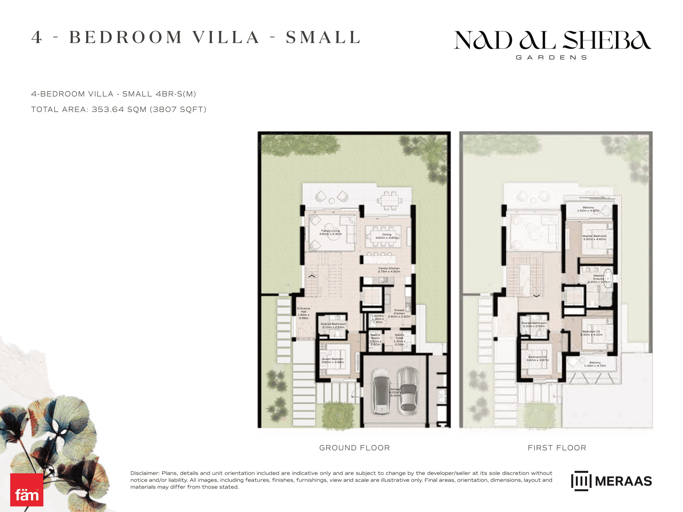Nad Al Sheba Gardens Phase 1, 4-Bed Floor Plan, type: 4 Bed- Villa