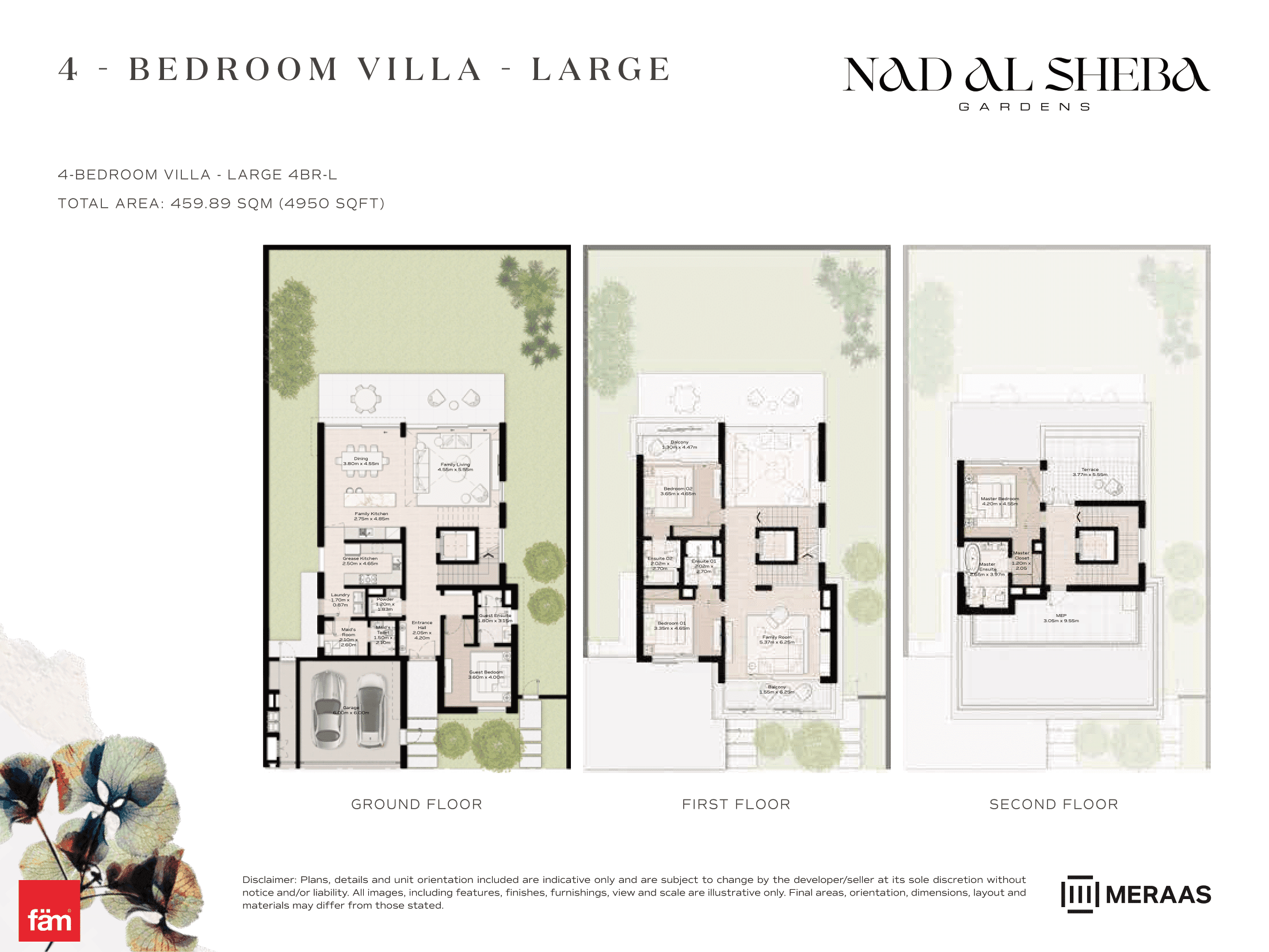 Nad Al Sheba Gardens Phase 1, 4-Bed Floor Plan, type: 4 Bed- Villa