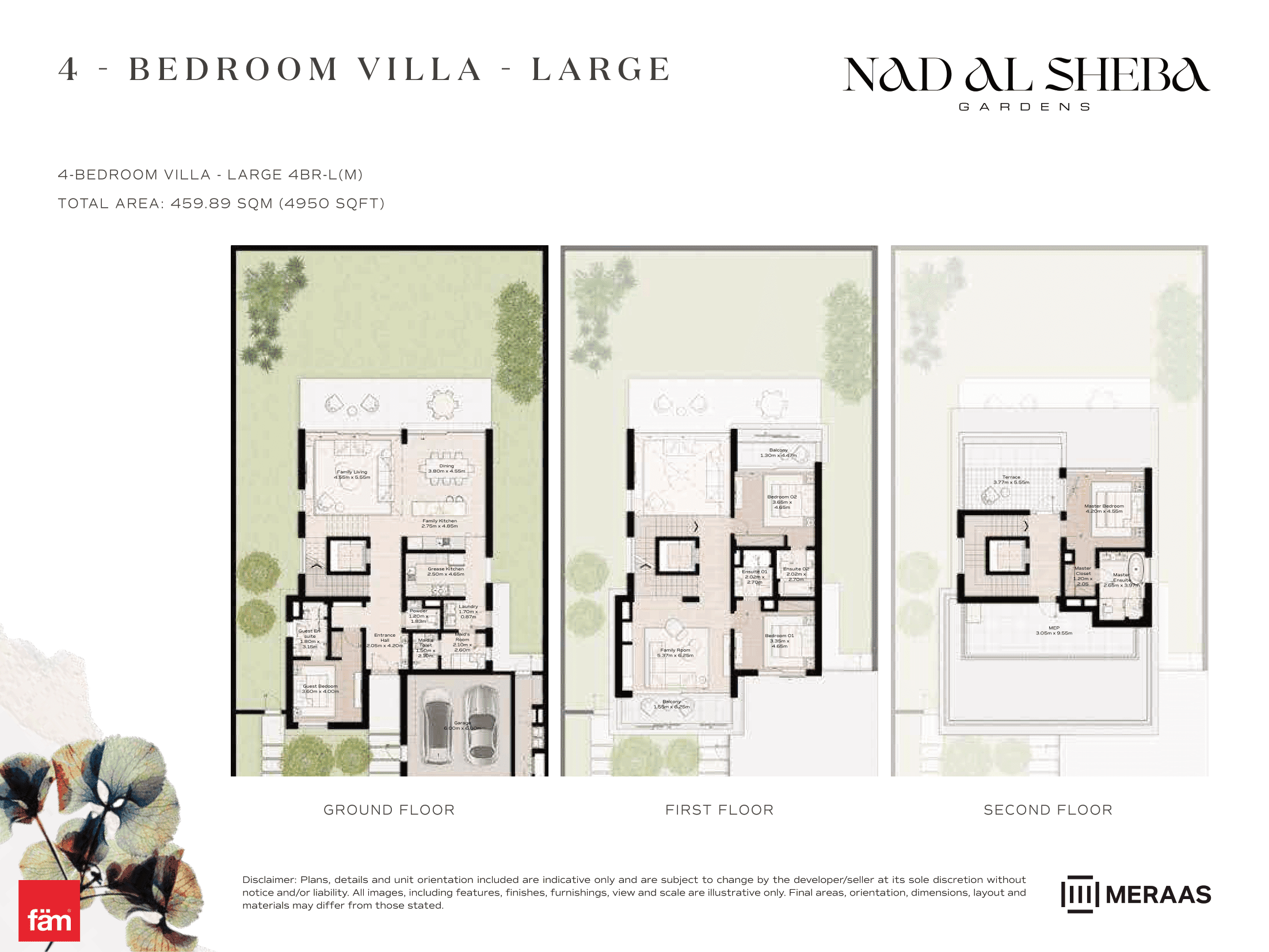 Nad Al Sheba Gardens Phase 1, 4-Bed Floor Plan, type: 4 Bed- Villa