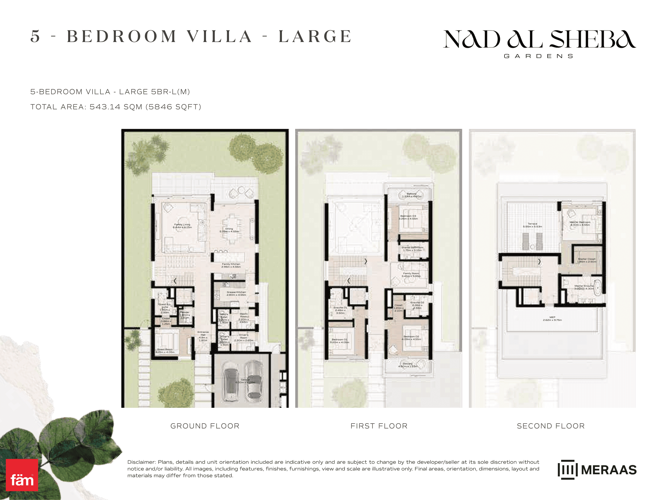 Nad Al Sheba Gardens Phase 1, 5-Bed Floor Plan, type: 5 Bed- Villa
