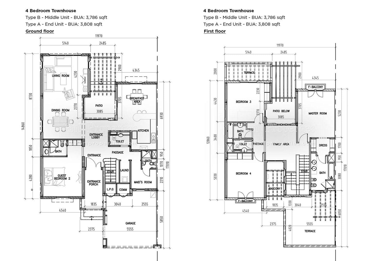 Naseem, 4-Bed Floor Plan, type: 4 Bedroom Townhouse