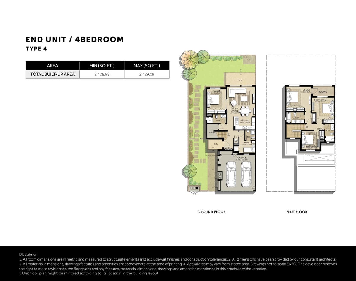 Naseem Townhouses, 4-Bed Floor Plan, type: 4 Bedroom