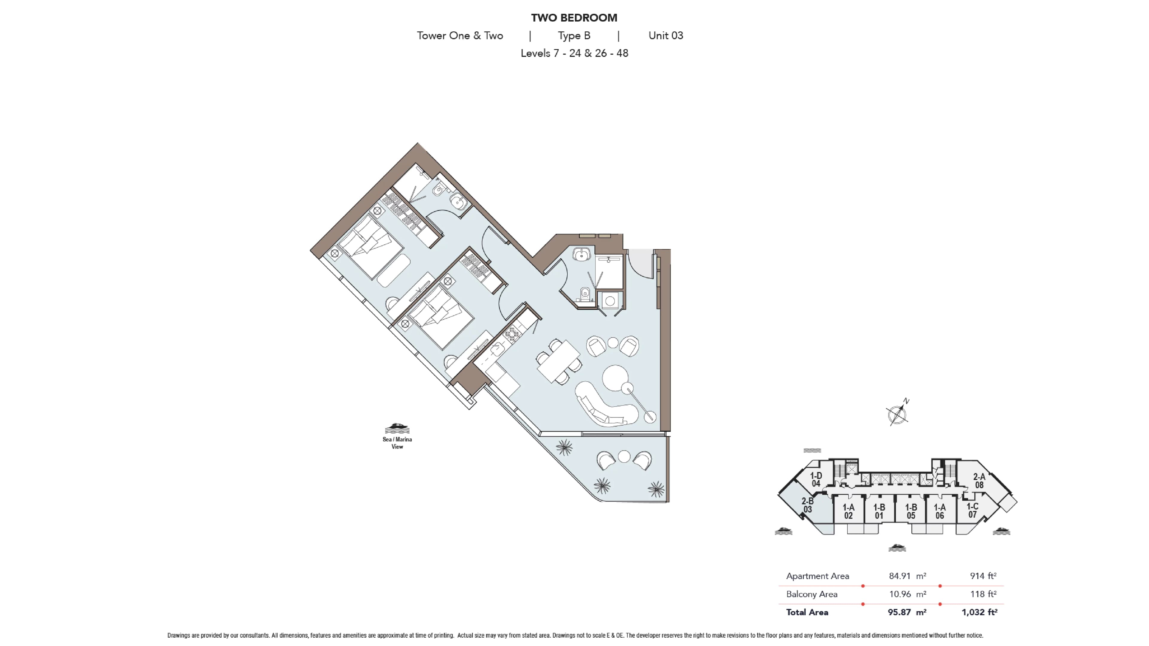 Nautica One, 2-Bed Floor Plan, type: