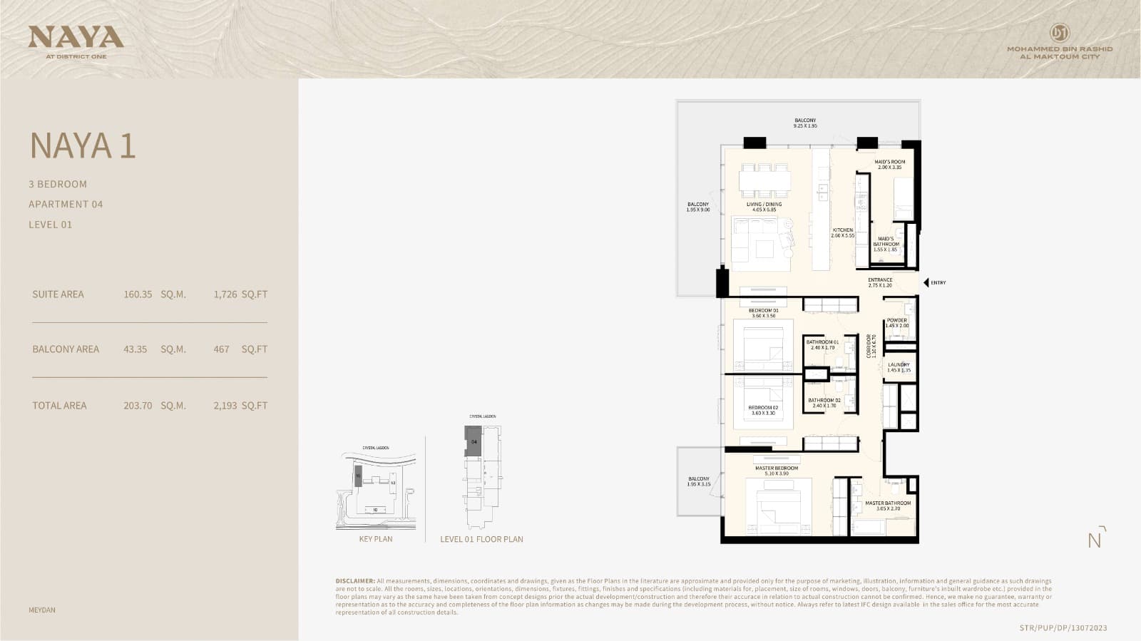 Naya at District One, 3-Bed Floor Plan, type: