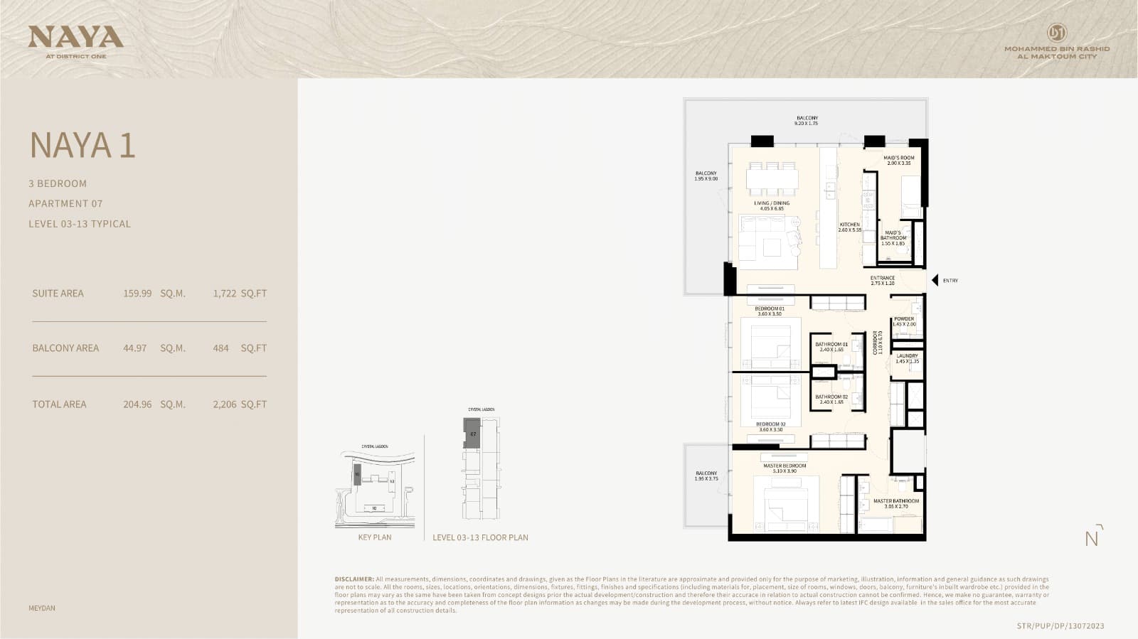 Naya at District One, 3-Bed Floor Plan, type: