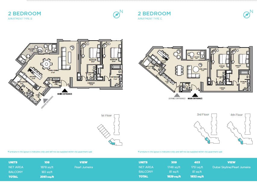Nikki Beach Residences, 2-Bed Floor Plan, type: TypeC_2br