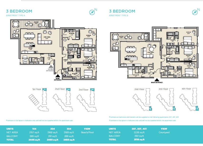 Nikki Beach Residences, 3-Bed Floor Plan, type: TypeB_3br